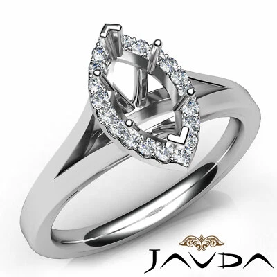 Marquise Diamond Split Shank Engagement Semi Mount Halo Pave Setting Ring 0.20Ct - Image 1 of 4