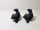 Frit Black Bear Figurines Acrobats Sitting ?Life Like Features? Resin Set Of 2