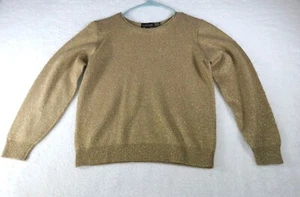 Vintage Jeanne Pierre Women's Gold Metallic Wool Blend Sweater Size M - Picture 1 of 9