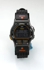 Timex Ironman Men Watch Black Gray Plastic Light Date Alarm Chron 100m Quartz - Picture 1 of 6