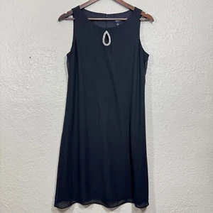 SLNY Shift Dress 6 Chiffon Sheer Rhinestone A-Line Swing Party Formal Cocktail - Picture 1 of 13