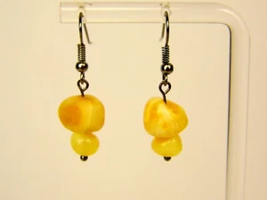 Baltic Amber Dangle Drop Earrings Yellow Natural Stone Genuine Gemstone 1257 - Picture 1 of 13