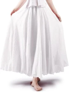 OCHENTA Women's Girls Elastic Waist Long Flowy Bohemian Cotton Casual Maxi Skirt - Picture 1 of 21