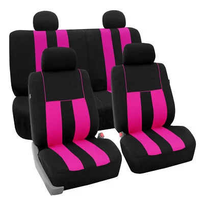 Juego completo de fundas de asiento de coche para auto SUV furgoneta rosa negro con 4 cubiertas de reposacabezas Foto 1 de 4