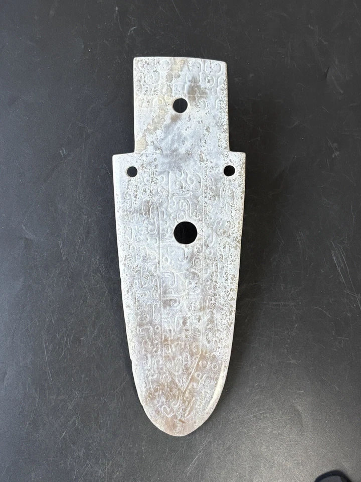 Espada de jade antiga chinesa esculpida em jade Ge adaga-machado - Imagem 1 de 4