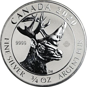 2020 Canada 3/4oz 9999 Silver $2 Caribou Reverse Proof Coin Brilliant Unc! - Picture 1 of 2