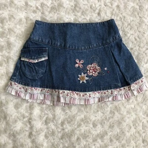 Faded Glory Jean Skirt 18 Months Flowers Denim Toddler - Picture 1 of 7