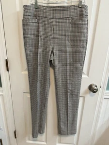Kim Rogers 12 Pants Pull On Plaid Tan Stretch Straight Slim Leg Preowned - Bild 1 von 10