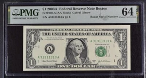 True "Matching Block" Radar 2003A Boston 3/1 Binary A31311313A PMG 64EPQ - Picture 1 of 2