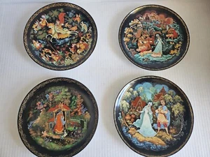 FOUR VINTAGE RUSSIAN FAIRYTALE PLATES 7.5 " - Picture 1 of 7