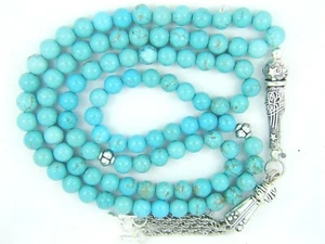 6mm Blue Green TURQUOISE Firoza ISLAMIC PRAYER BEADS TASBIH MASBAHA QURAN GIFT - Picture 1 of 3