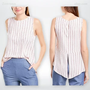 BCBG Max Azria Off-White Sangria Sleeveless High-Low Woven Top | L (40) - Bild 1 von 1