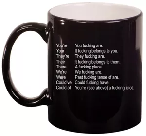 11 Unzen Keramik Kaffee Tee Becher Glas Tasse Lustig Grammatik Schlüssel - Bild 1 von 8