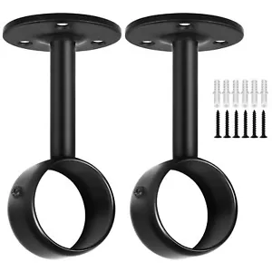 2 Pack Heavy Duty Ceiling Curtain Rod Brackets Holder Drapery Closet Rod Support - Picture 1 of 8