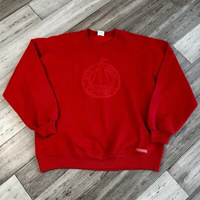 Винтажная сумасшедшая рубашка гавайский размер L красная вышитая толстовка San Diego 90-е парусник - Изображение 1 из 4