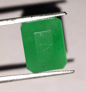 7.91 carat natural zambia emerald green gem stone fine quality ring ractangle - Picture 1 of 5
