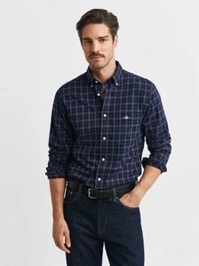 GANT Mens Persian Blue Classic Poplin Check Shirt - Picture 1 of 5