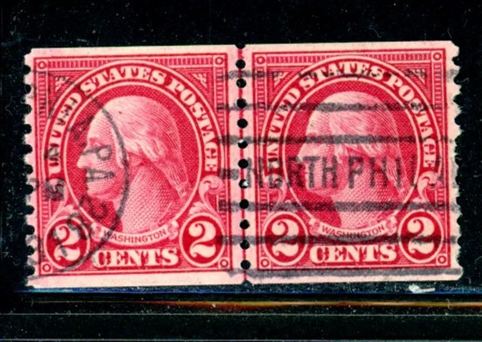 US Scott # 599 - Used - Lined Pair                         (5-C259) - Image 1 of 1
