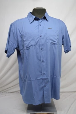 NEW Columbia Men's Red Eagle Lake Button Front Shirt Blue UPF 40 Wicking LARGE - Image 1 of 4