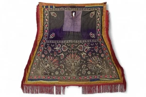 Antique Uzbek metal-thread embroidered velvet horse blanket Perdedecke - Picture 1 of 24