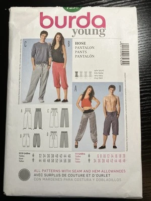 Burda Young Pattern 7230 Easy Sweatpants Workout & Leisure Sizes 6-20 UNCUT - Image 1 of 2