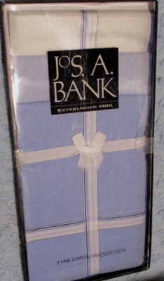 Jos. A. Banks 3 Fine Cotton Men's Classic Stripe Handkerchiefs NEW - Image 1 of 3