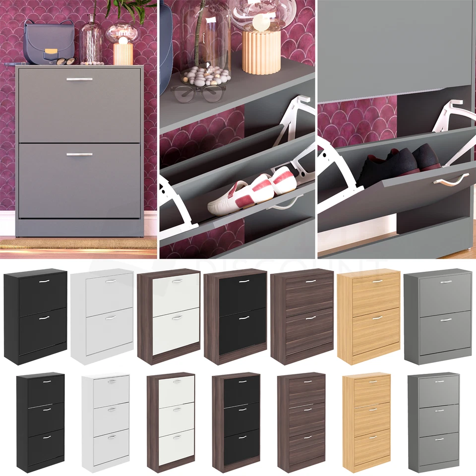 Shoe Rack Shoes Storage Cabinet Wooden Stand Cupboard Unit 2 3 Drawer Organiser - Image 1 of 1