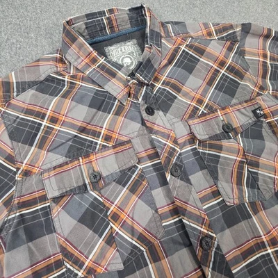 Camisa masculina de manga curta com botões Metal Mulisha tamanho médio - Imagem 1 de 4