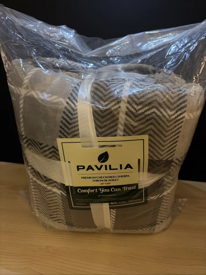 Pavilia Premium Checkered Sherpa Throw Blanket 60”x 80” - Image 1 of 1
