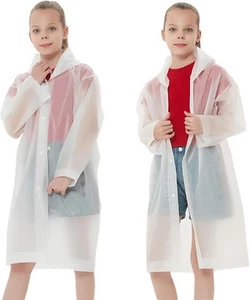 Rain Ponchos Raincoats for Kids, Reusable Boys Girls Jackets A-white - Picture 1 of 7