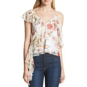 Alice + Olivia Shirt Womens Large 100% Silk Flowy Whimsical Cottagecore Shirt - Picture 1 of 11