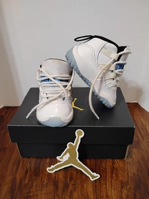 Nike Air Jordan 11 Retro TD Talla 2C Blanco/Azul Niño Pequeño Usado En Caja RARO Zapato Bebé Foto 1 de 4