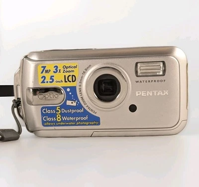 Cámara digital Pentax Optio W20 impermeable en caja con batería, software probado Foto 1 de 4