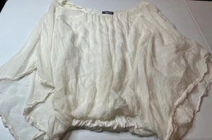 Giulia Seiden Pullover Bluse M fließend Poncho Style Italy Western Boho gehäkelt - Bild 1 von 8