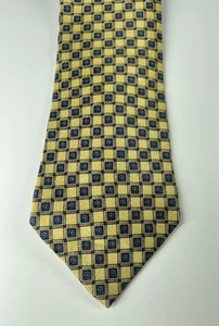 Stafford yellow & Blue Square Pattern 100% Silk Men's Neck Tie EUC Made USA - Picture 1 of 7