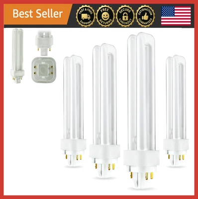 4 Pack 18W CFL Bulbs 4-Pin G24q-2 6500K Daylight Double Tube Energy Saver - Image 1 of 3