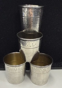Set Of 4 Vintage Webster Only A Thimble Full Sterling Thimble Shot Glasses 66g - Picture 1 of 21