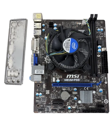 Motherboard MSI H81M-P33 Socket 1150+ CPU i5-4460T 1.90GHz Military Class 4 - Image 1 of 4