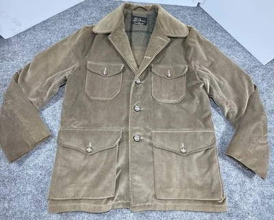 Vintage LL Bean Whale Corduroy Jacket Field Chore Coat Tan  42-44?? Script Tag - Image 1 of 4