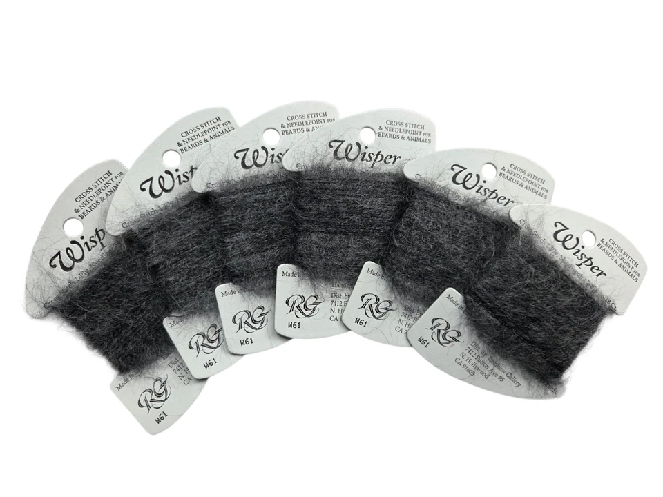 Rainbow Gallery Wisper Kid Mohair Lot of 6 Gray W61 Needlework Thread Fuzzy - Image 1 of 3