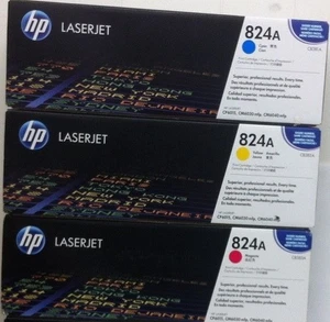 SET OF 3 GENUINE HP CB381A CB382A CB383A TONER CARTRIDGES 824A Black Boxes - Picture 1 of 1