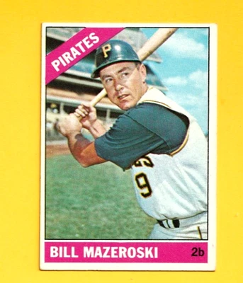 Bill Mazeroski 1966 Topps #210 excelente con débiles pliegues en el borde derecho Pirates Hof Foto 1 de 2
