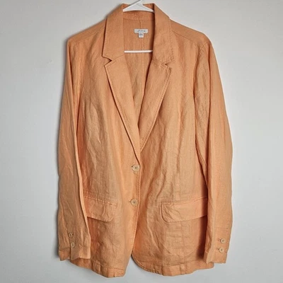 J Jill Summer Linen Blazer Womens Size L Love Linen Lightweight Jacket Orange - Image 1 of 4
