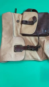 Claudia Firenze Italien Leder Umhängetasche Messenger Bag 15"x14" beige braun - Bild 1 von 9