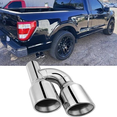 Para Ford F150 2.5" ID 4" OD Doble Escape Puntas Cuádruples Doble Pared Acero Inoxidable Foto 1 de 4