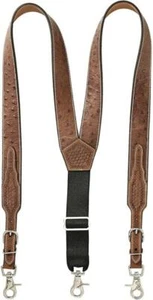 Nocona Western Herren Hosenträger Galluse Leder Straußenmuster hellbraun N8513208 - Bild 1 von 1