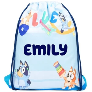 Bolso con cordón personalizado azul para niños bolsa de PE niños escuela gimnasio bolsa de natación - Imagen 1 de 7
