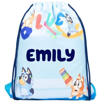 Bluey Personalisierter Kordelzugbeutel für Kinder PE-Beutel Kinder Schule Turnbeutel Schwimmen