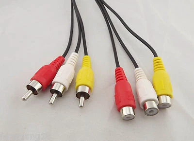 1x 5ft 3 RCA (L+R+V) Male to 3 Female Extension Cable for AV TV DVD HDTV Cord - Image 1 of 4