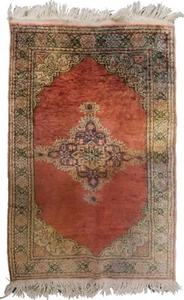 Rare Vintage Turkish Rug Cotton Kaysari 61cm x91cm Fine Tapestry Handmade 2x3 - Picture 1 of 5